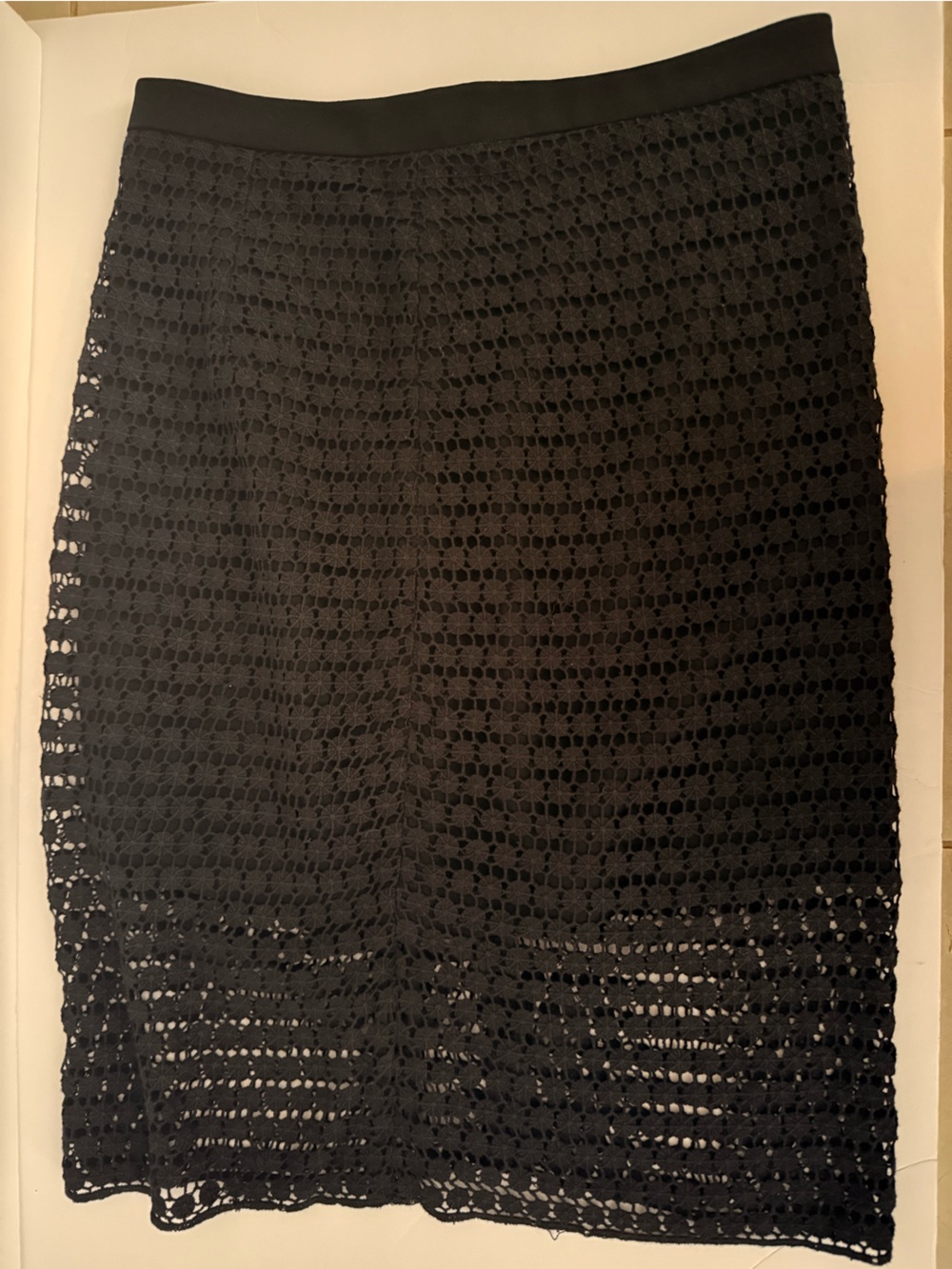 Tibi Black Crochet Pencil Skirt